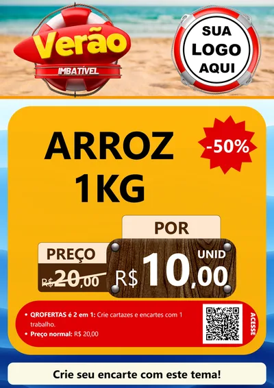 Modelo de Cartaz para Cartaz A4 Vertical com o tema Verão Imbatível para Supermercado