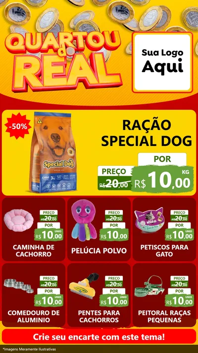 Modelo de Rede Social para Stories com o tema Quartou do Real para Pet Shop
