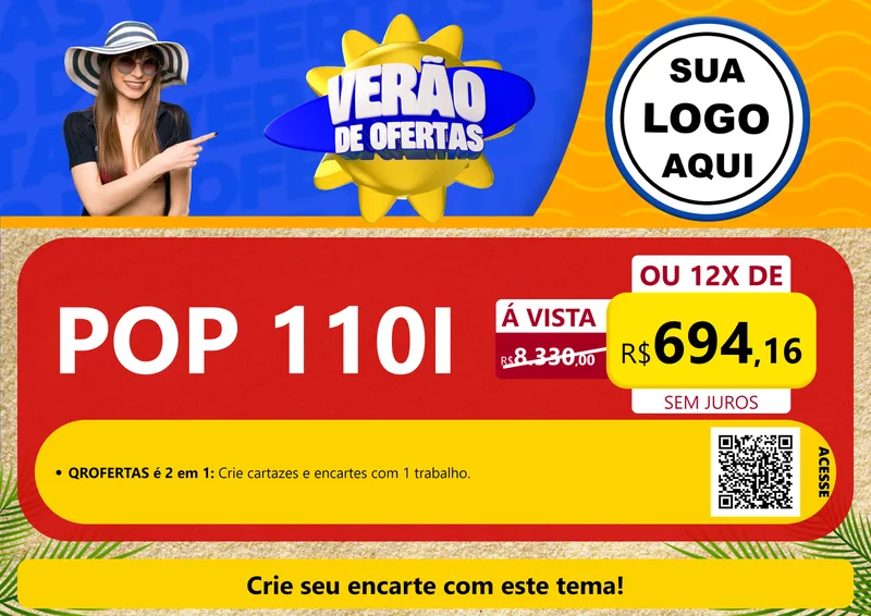 Modelo de Cartaz para Cartaz A4 Horizontal com o tema Verão de Ofertas para Concessionaria de Motos
