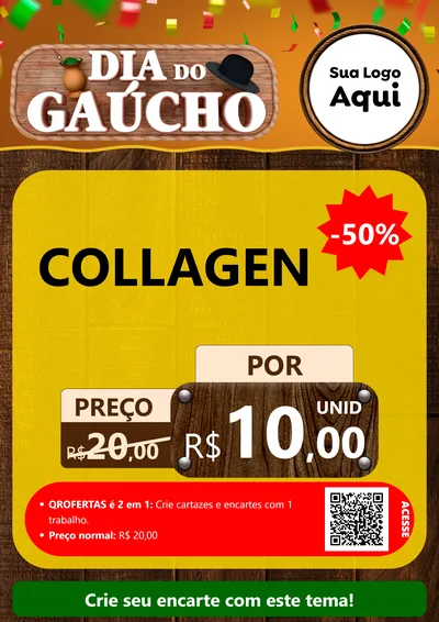 Modelo de Cartaz para Cartaz A4 Vertical com o tema Dia do Gaúcho para Suplementos alimentares