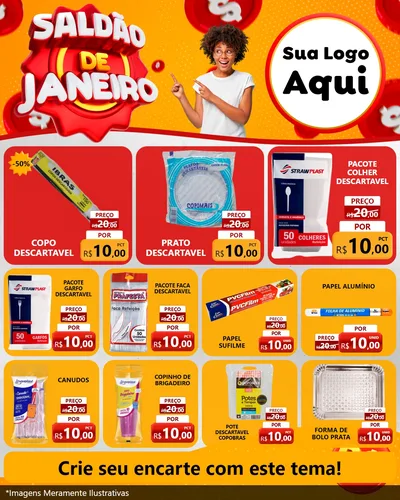 Modelo de Rede Social para Feed Instagram com o tema Saldão de Janeiro para Embalagens