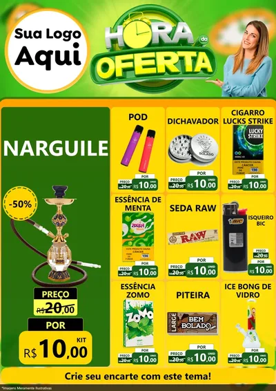 Modelo de Encarte para Encarte A4 Vertical com o tema Hora da Oferta para Tabacaria