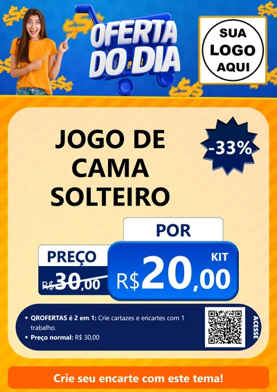 Modelo de Cartaz para Cartaz A4 Vertical com o tema Oferta do Dia para Cama, Mesa e Banho