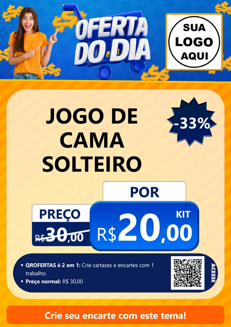 Modelo de Cartaz para Cartaz A4 Vertical com o tema Oferta do Dia para Cama, Mesa e Banho