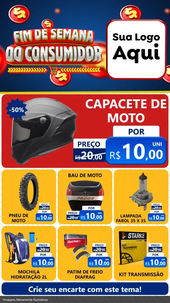 Modelo de Rede Social para Stories com o tema Fim de Semana do Consumidor para Moto peças