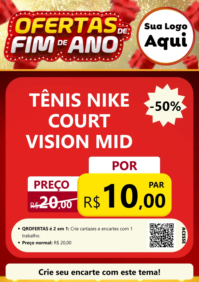 Modelo de Cartaz para Cartaz A4 Vertical com o tema Ofertas de Fim de Ano para Calçados