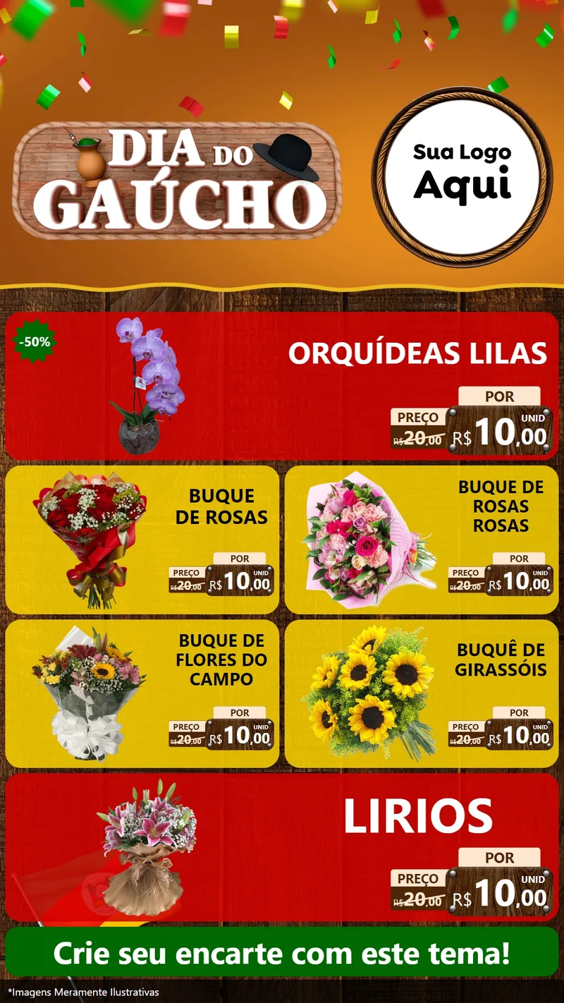 Modelo de TV para TV Vertical com o tema Dia do Gaúcho para Floricultura e jardim