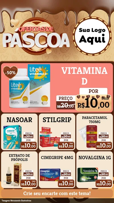 Modelo de Rede Social para Stories com o tema Ofertas de Páscoa para Farmácia