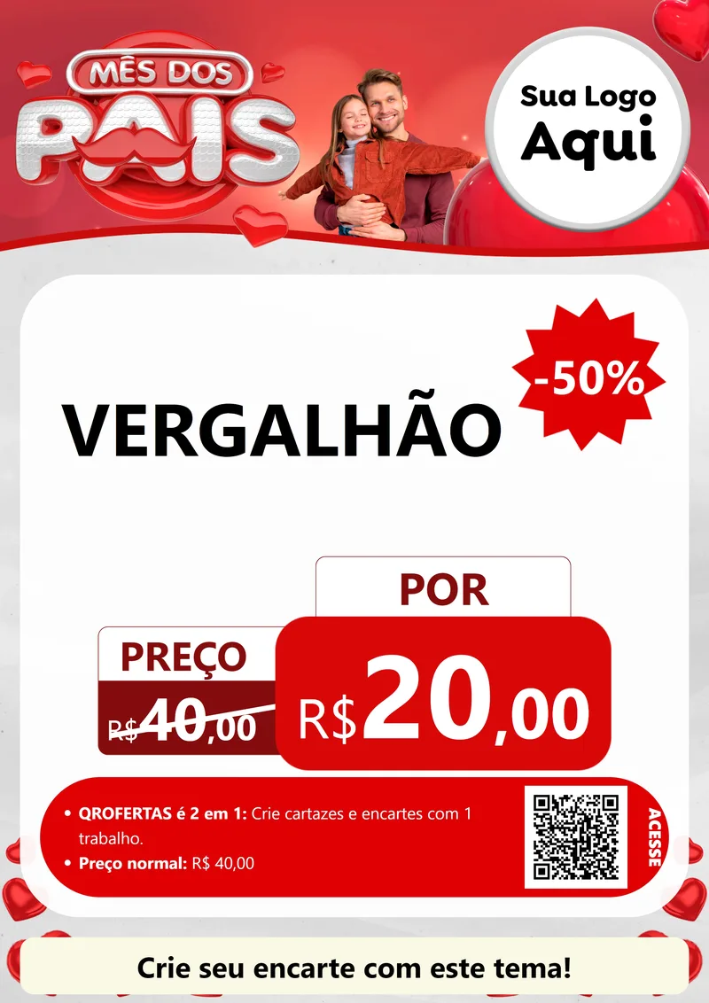 Modelo de Cartaz para Cartaz A4 Vertical com o tema Mês dos Pais para Ferragens