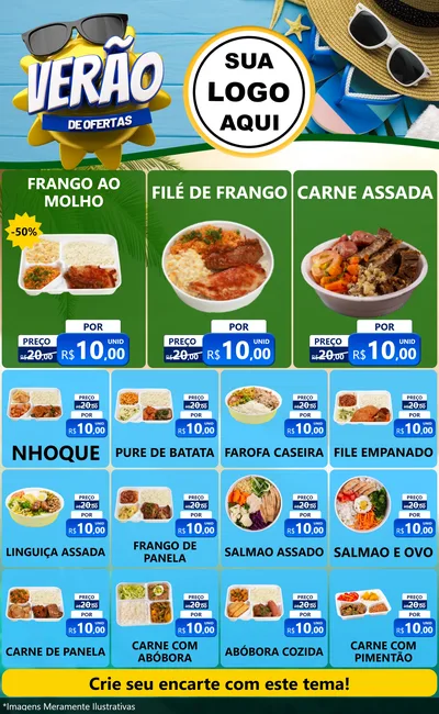 Modelo de Encarte para Encarte Grande com o tema Verão de Ofertas para Restaurante