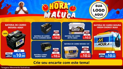 Modelo de TV para TV Horizontal com o tema Hora Maluca para Baterias Elétricas