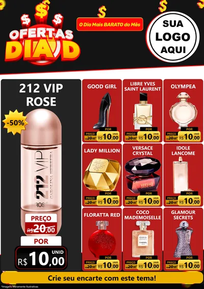 Modelo de Encarte para Encarte A4 Vertical com o tema Ofertas Dia D para Perfumes