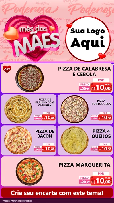 Modelo de TV para TV Vertical com o tema Mês Das Mães para Pizzaria