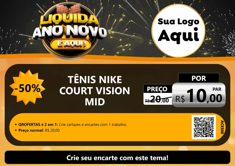 Modelo de Cartaz para Cartaz A4 Horizontal com o tema Liquida Ano Novo É Aqui! para Calçados
