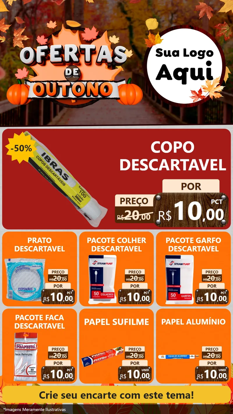 Modelo de Rede Social para Stories com o tema Ofertas de Outono para Embalagens