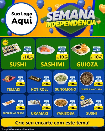 Modelo de Rede Social para Feed Instagram com o tema Semana da Independência para Comida japonesa