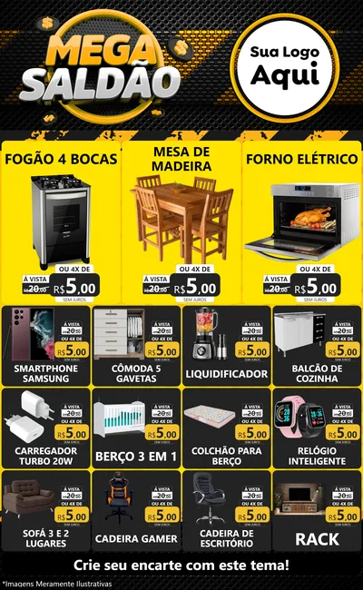 Modelo de Encarte para Encarte Grande com o tema Mega Saldão para Móveis e Eletro
