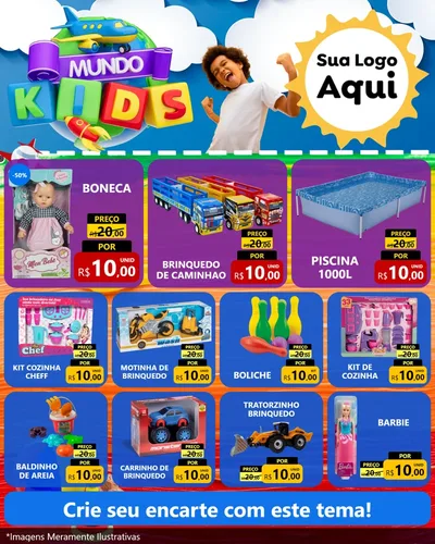 Modelo de Rede Social para Feed Instagram com o tema Mundo Kids para Brinquedos