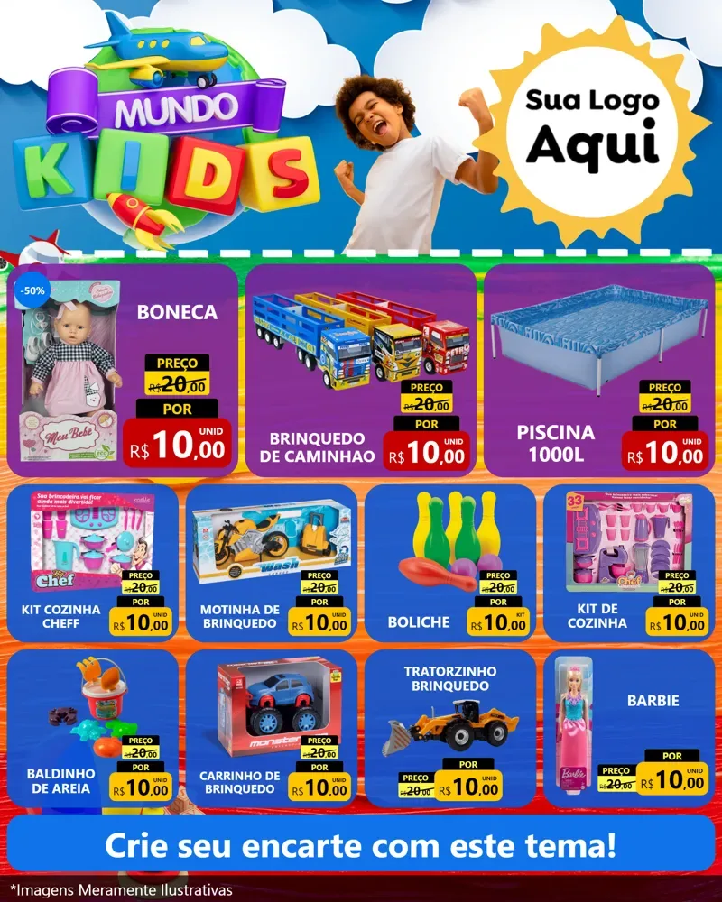Modelo de Rede Social para Feed Instagram com o tema Mundo Kids para Brinquedos