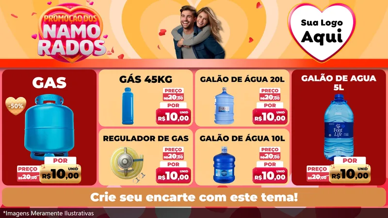 Modelo de TV para TV Horizontal com o tema Promoção dos Namorados para Água e gás