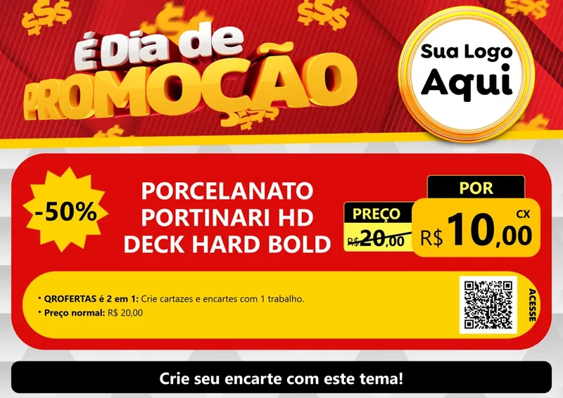 Modelo de Cartaz para Cartaz A4 Horizontal com o tema É Dia De Promoção para Pisos e revestimentos