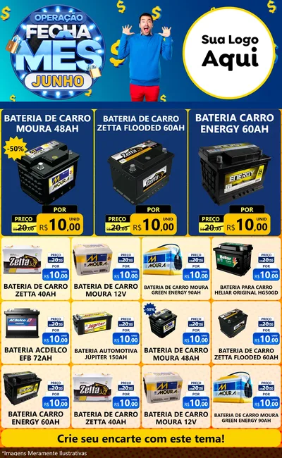 Modelo de Encarte para Encarte Grande com o tema Operação Fecha Mês, Junho para Baterias Elétricas