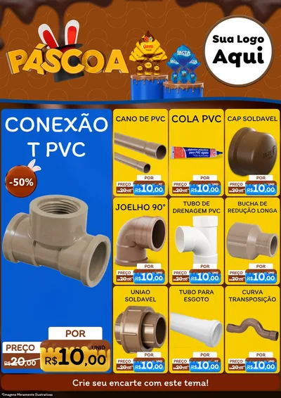 Modelo de Encarte para Encarte A4 Vertical com o tema Páscoa para Tubos e conexões