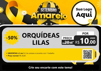 Modelo de Cartaz para Cartaz A4 Horizontal com o tema Setembro Amarelo para Floricultura e jardim