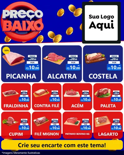Modelo de Rede Social para Feed Instagram com o tema Preço Baixo para Açougue