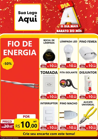 Modelo de Encarte para Encarte A4 Vertical com o tema Dia A o Dia Mais Barato do Mês para Materiais Elétricos