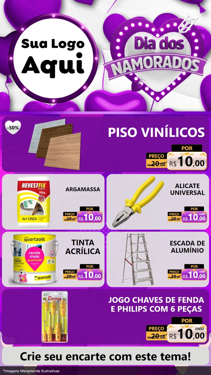 Modelo de TV para TV Vertical com o tema Dia dos Namorados para Material para Construção