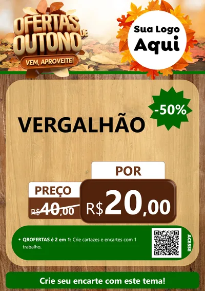 Modelo de Cartaz para Cartaz A4 Vertical com o tema Ofertas de Outono - Vem, Aproveite! para Ferragens