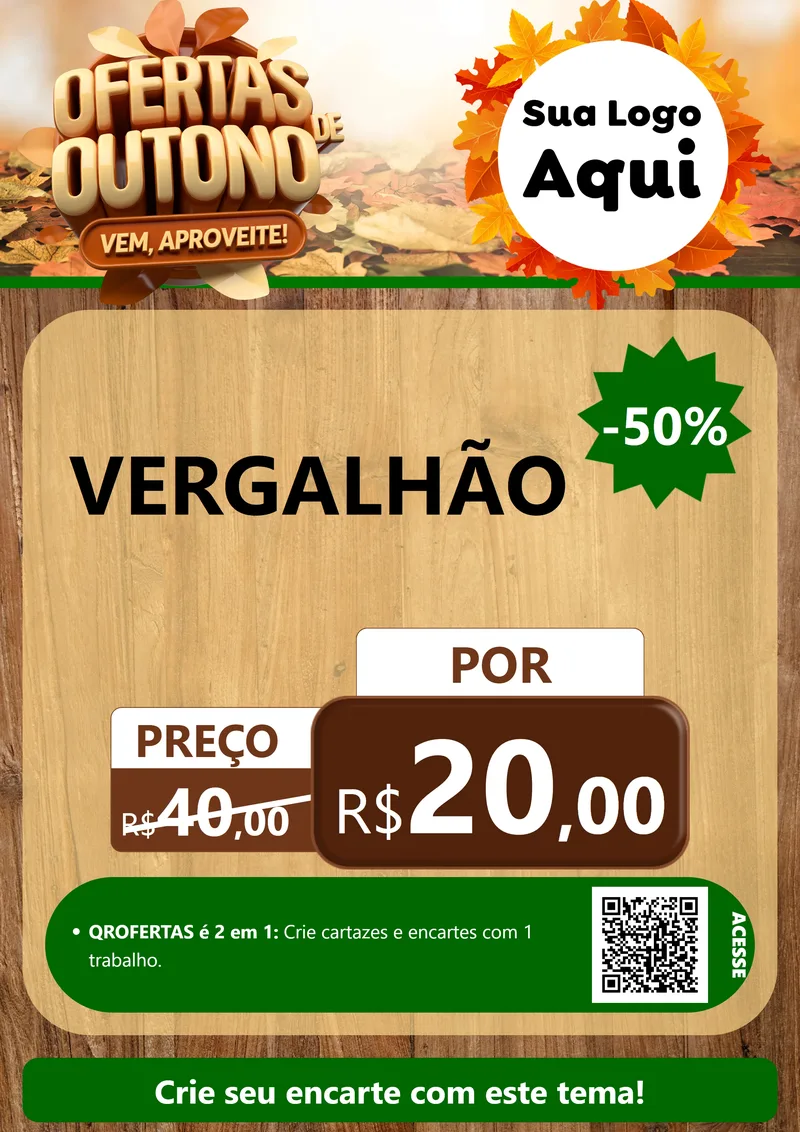 Modelo de Cartaz para Cartaz A4 Vertical com o tema Ofertas de Outono - Vem, Aproveite! para Ferragens