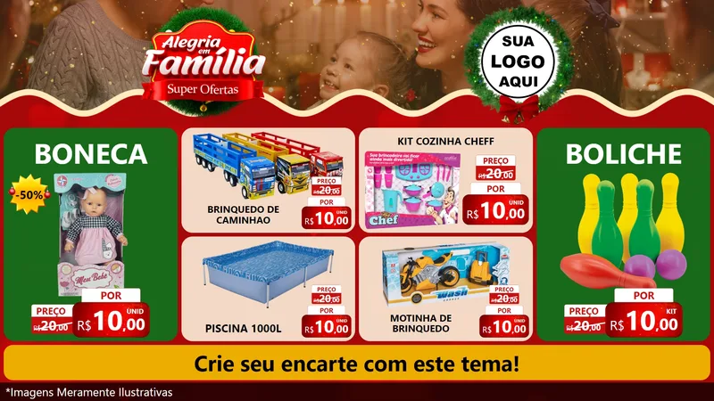 Modelo de TV para TV Horizontal com o tema Alegria Em Família - Super Ofertas para Brinquedos