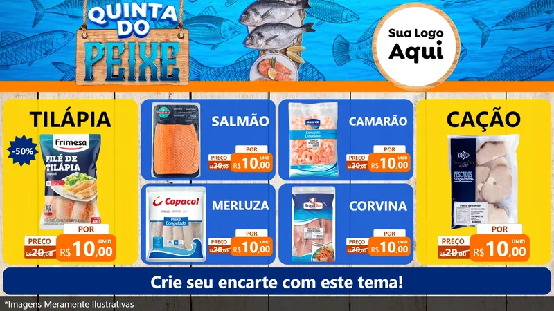 Modelo de TV para TV Horizontal com o tema Quinta do Peixe para Peixaria