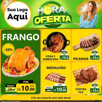 Modelo de Rede Social para Feed Facebook com o tema Hora da Oferta para Assados