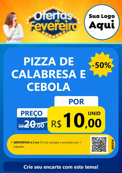 Modelo de Cartaz para Cartaz A4 Vertical com o tema Ofertas de Fevereiro para Pizzaria