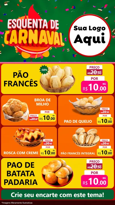 Modelo de TV para TV Vertical com o tema Esquenta de Carnaval para Padaria