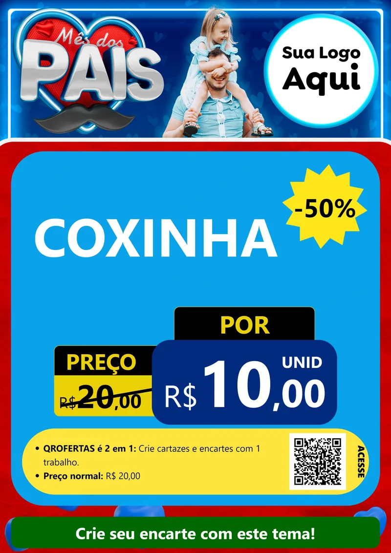 Modelo de Cartaz para Cartaz A4 Vertical com o tema Mês Dos Pais para Salgadaria