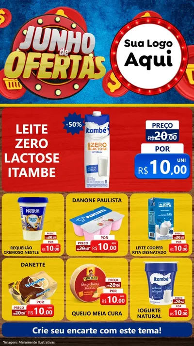 Modelo de Rede Social para Stories com o tema Junho de Ofertas para Frios e Laticínios
