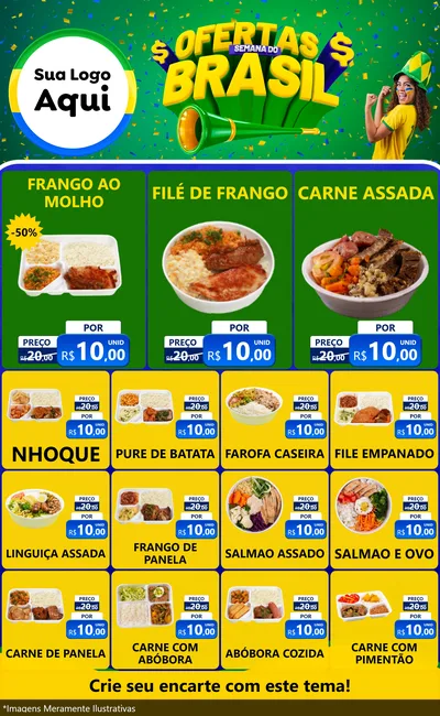 Modelo de Encarte para Encarte Grande com o tema Ofertas Semana do Brasil para Restaurante