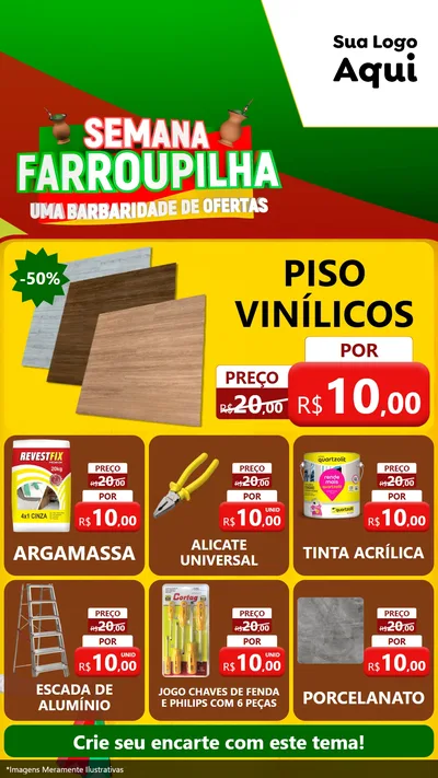Modelo de Rede Social para Stories com o tema Semana Farroupilha - Uma Barbaridade de Ofertas para Material para Construção