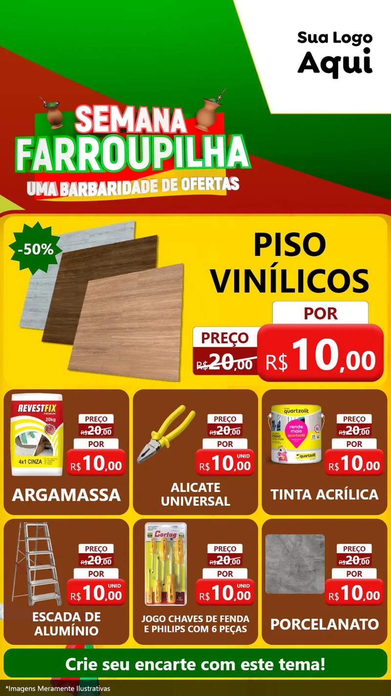 Modelo de Rede Social para Stories com o tema Semana Farroupilha - Uma Barbaridade de Ofertas para Material para Construção