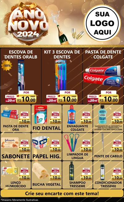 Modelo de Encarte para Encarte Grande com o tema Feliz Ano Novo 2027 para Higiene Pessoal