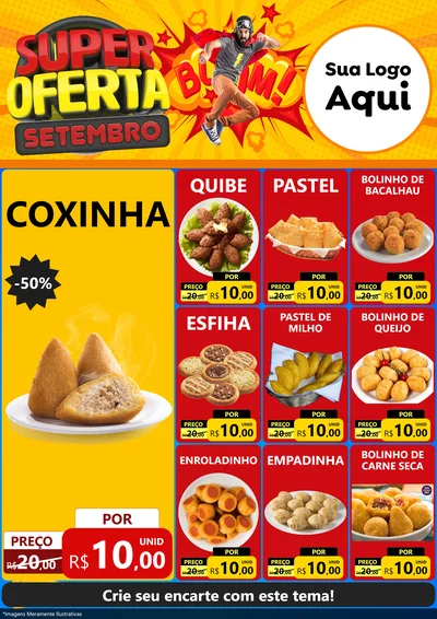 Modelo de Encarte para Encarte A4 Vertical com o tema Super Oferta Setembro para Salgadaria
