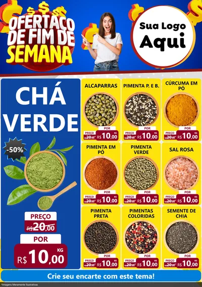 Modelo de Encarte para Encarte A4 Vertical com o tema Ofertaço de Fim de Semana para Produtos Naturais