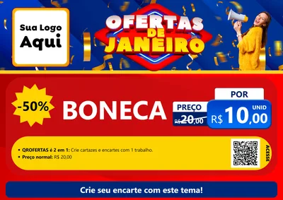 Modelo de Cartaz para Cartaz A4 Horizontal com o tema Ofertas de Janeiro para Brinquedos