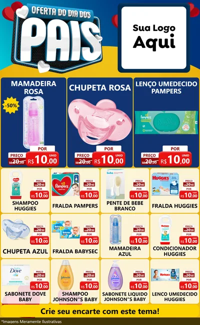 Modelo de Encarte para Encarte Grande com o tema Oferta Do Dia Dos Pais para Bebês