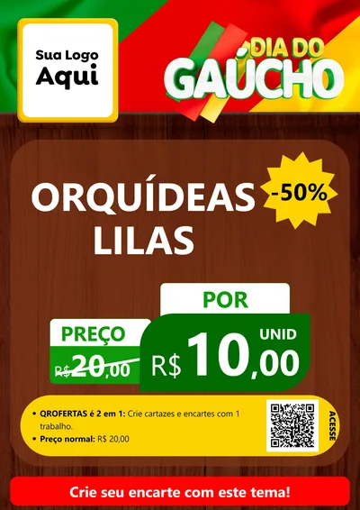 Modelo de Cartaz para Cartaz A4 Vertical com o tema Dia do Gaúcho para Floricultura e jardim