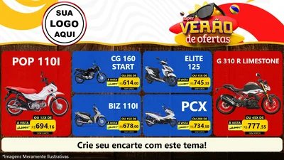 Modelo de TV para TV Horizontal com o tema Super Verão de Ofertas para Concessionaria de Motos